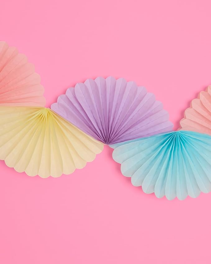 xo, Fetti Pastel Paper Fan Garland - 6 Ft. | 3D Bachelorette Party Decorations, Birthday Party Supplies, Pink Preppy HBD, Easter Decor