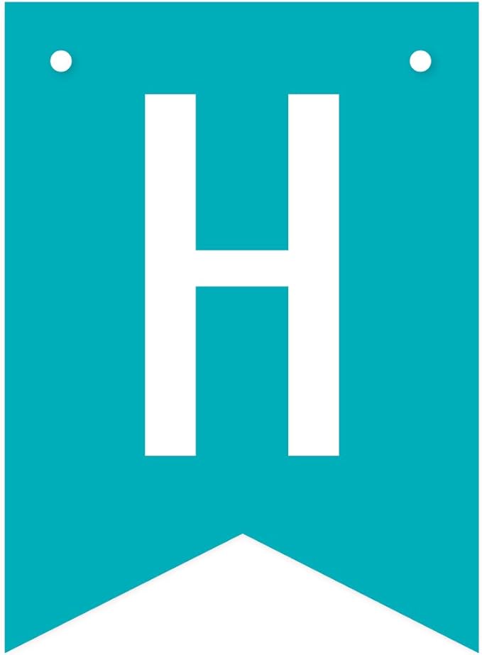 Andaz Press Personalized Hanging Pennant Banner Party Decorations, Aqua, Seafoam Mint Green, Navy Blue, Happy 4th Birthday Jack, 1-Pack, Approx. 5-Feet, Custom Name and Number