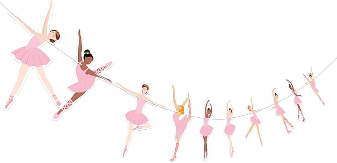 Hooqict Happy Birthday Banner Ballerina Birthday Party Decorations Ballerina Dancer Party Banner Garland Sign for Girls Women Pink Ballet Party Decorations Supplies