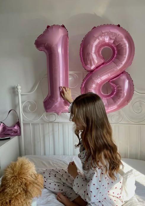 Pearlescent Pink Number 1 Balloon 40 inch, Number 1 Birthday Balloons for Boy Girl, Pearl Pink Foil One Balloon for 1st 10 11 12 16 18 Birthday Party, Anniversary Celebration Numbers Decorations