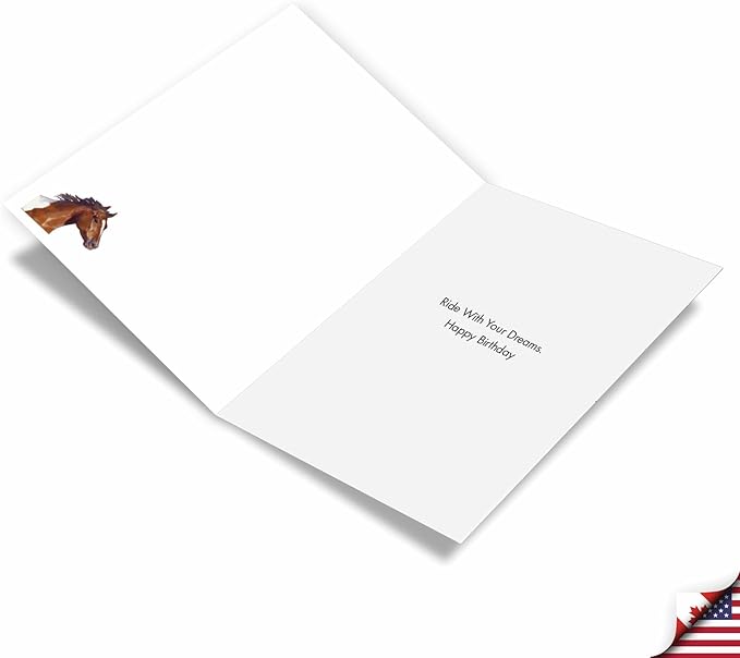 NobleWorks - 1 Galoping Stalion Birthday Card with 5 x 7 Inch Envelope (1 Card) for Men and Women Animal Lovers, Bday Wild Horses C2824BBDG