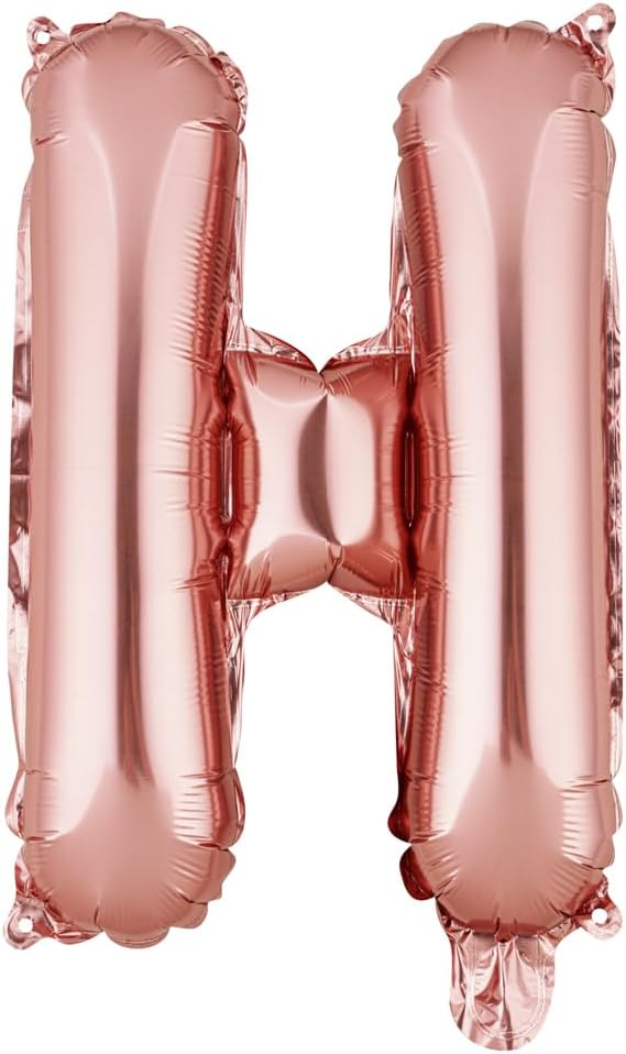 Restaurantware-Balloonify 16 Inch Letter Balloon, 1 Alphabet Party Balloon - Letter H, Self-Sealing, Rose Gold Foil Mylar Finish, Hanging Loop, Decoration For Birthday, Wedding, Or Graduation