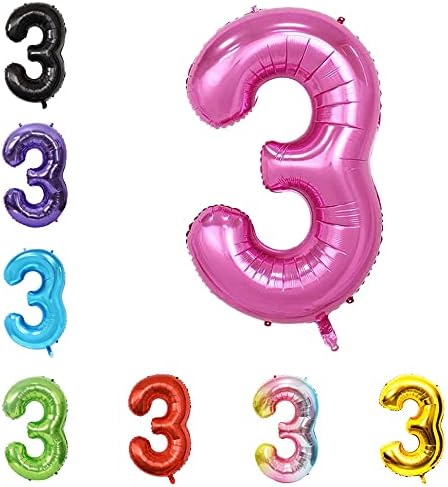 40 Inch Large Foil Helium Number Balloon Birthday Wedding Party 0-9 (Pink, 3)