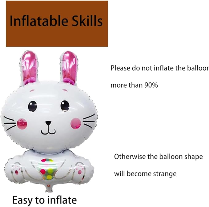 Bunny Balloons Easter Balloons Rabbit Foil Balloon for Easter Party Decorations Themed Party Shower Bunny Birthday Party Decorations Decor Supplies Party Balloon Set 3pcs