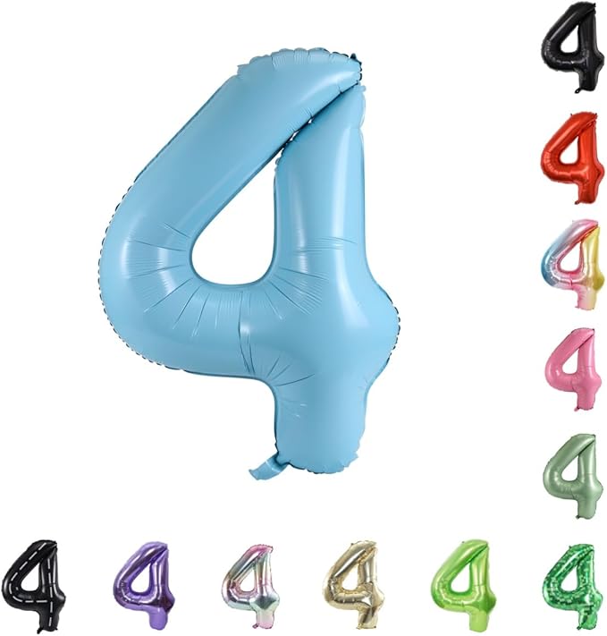 40 Inch Large Foil Helium Number Balloon Birthday Wedding Party 0-9 (Baby Blue, 4)