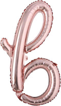 18 Inch Rose Gold Happy Birthday Balloons - Lowercase Letters Handwriting Style, Birthday Party Decoration
