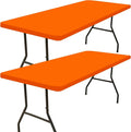 Smiry 2 Pack Rectangle Picnic Table Cloth, Waterproof Elastic Fitted Tablecloths, Washable Polyester Rectangular Patio Table Cover for Camping, Indoor and Outdoor (Orange, 30"x48")