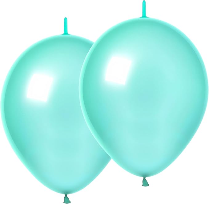 Link Balloons 6 Inch - 100 Pcs Quick Link Balloon Latex Linking Balloons Connected Linkable Balloon Birthday Wedding Party Decorations(T Blue)