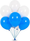 50 Pack 12 Inch White and Blue Latex Balloons (25 + 25), Baby Boy Shower Decorations, Graduation Party Supplies, Sports & Tailgate Balloon Arch Kit, Nautical Theme, Photo Backdrop