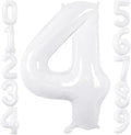 White Number Balloons 40 Inch Helium Mylar Number 4 Balloon for Birthday Party Anniversary Decoration (White, 4)