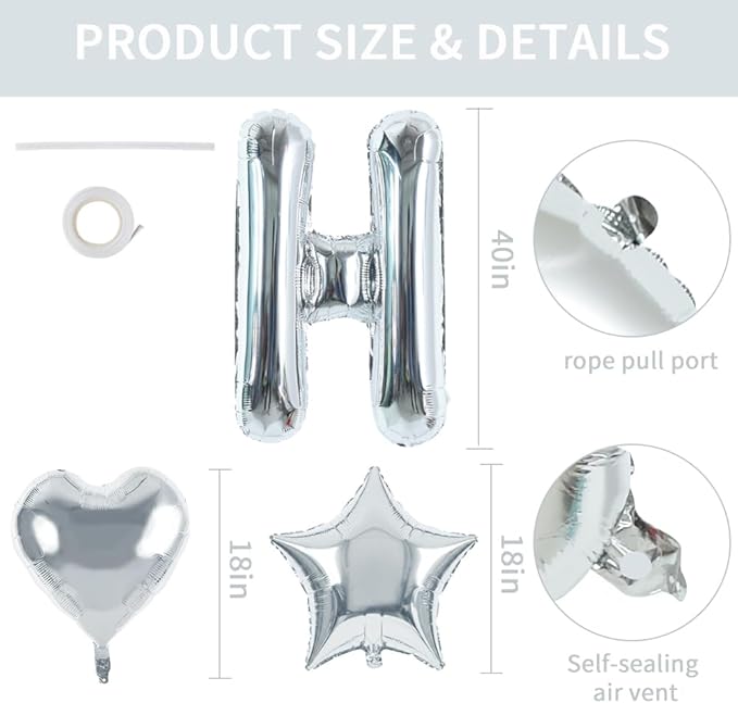 TONIFUL 40 Inch Silver HOME Letter Balloon, Large Decoraction for Housewarming, New Home Parties and Homecoming Celebrations,Premium Silver Balloon Banner for Welcome Sign and Party Supplies