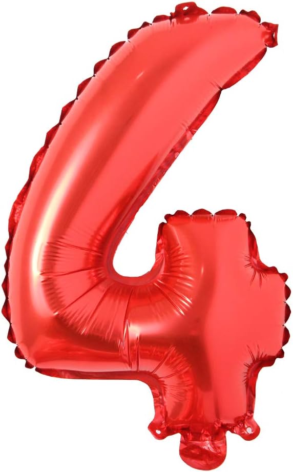 40 inch Red big size Number Letter alphabet Foil Helium Float Balloons Birthday Wedding Party Celebration decoration Air ball (40 INCH Red 4)