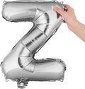Restaurantware-Balloonify 16 Inch Letter Balloon, 1 Alphabet Party Balloon - Letter Z, Self-Sealing, Silver Foil Mylar Finish, Hanging Loop, Decoration For Birthday, Wedding, Or Graduation