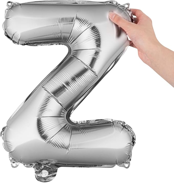Restaurantware-Balloonify 16 Inch Letter Balloon, 1 Alphabet Party Balloon - Letter Z, Self-Sealing, Silver Foil Mylar Finish, Hanging Loop, Decoration For Birthday, Wedding, Or Graduation