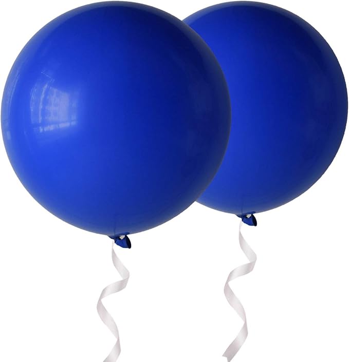 Giant 36 inch Royal Blue Balloons - Thick Latex Blue Big Round Balloons 6 Packs