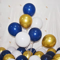 200 Pcs Navy Blue Gold and White Balloons 12 Inch Latex Metallic Chrome Balloon Arch Garland Kit for Birthday Wedding Bridal Baby Shower Supplies Graduation Party Decorations