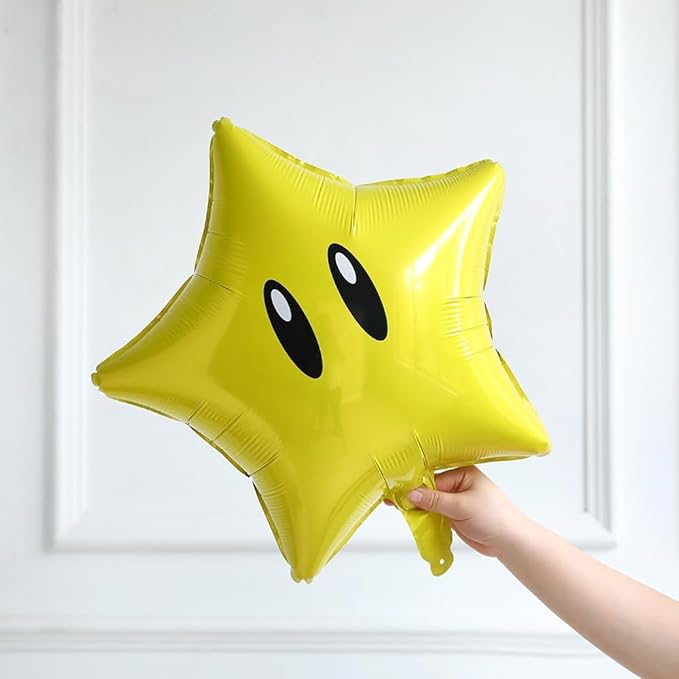 Red Blue Green Yellow Balloon Garland Kit with Confetti Cloud Mushroom Star Balloons for Bros Party Cartoon Video Game Theme Birthday Party Supplies