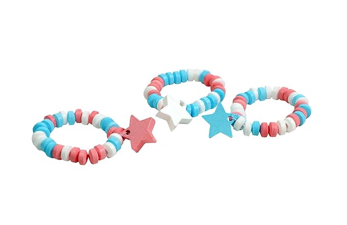 Patriotic Candy - 24 Red White and Blue Candy Bracelets Individually Wrapped - Bulk Candy - Great for Patriotic Party Favors - 4th of July - Memorial Day - Veterans Day - USA Patriotic Parade -
