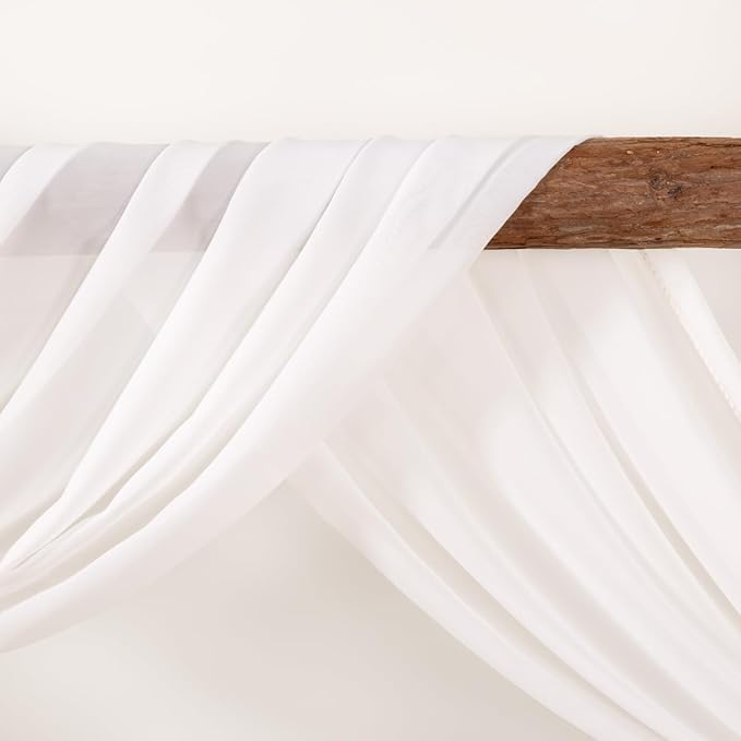 Ivory Wedding Arch Draping Fabric 30'' x 18FT 4 Panel Sheer Chiffon Arch Drapes for Easter Bridal Shower Baby Shower Photo Booth Church Decor Birthday Party Outdoor Decoration