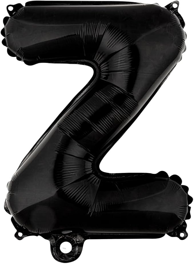 Restaurantware-Balloonify 16 Inch Letter Balloon, 1 Alphabet Party Balloon - Letter Z, Self-Sealing, Black Foil Mylar Finish, Hanging Loop, Decoration For Birthday, Wedding, Or Graduation