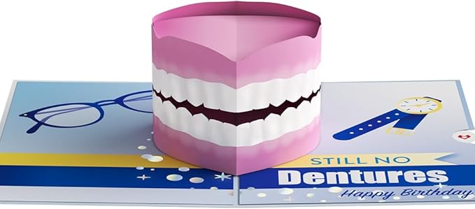 Lovepop Funny Birthday Pop-Up Card for Her and Him - 3D Greeting Cards for Boys, Girls, Men, Women - Still No Dentures - 5" x 7" Card - Blank Notecard and Envelope Included