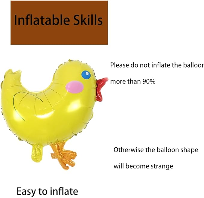 Chicken Balloons Easter Balloons Yellow Chick Foil Balloon for Easter Party Decorations Themed Party Shower Chicken Birthday Party Decorations Decor Supplies Party Balloon Set 3pcs