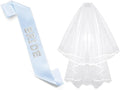 Bride To Be Sash and Bride Veil White for Bachelorette Party, Bach Party Favors Accessory, Bridal Vei and Sash Set
