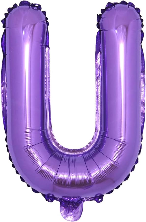 16 inch Purple Alphabet Letter and Number Balloons Set Package, Aluminum Hanging Foil Film Banner Mylar Balloon for Birthday Party Decoration Custom Word (A-Z, 0-9) (16 Inch Purple U)