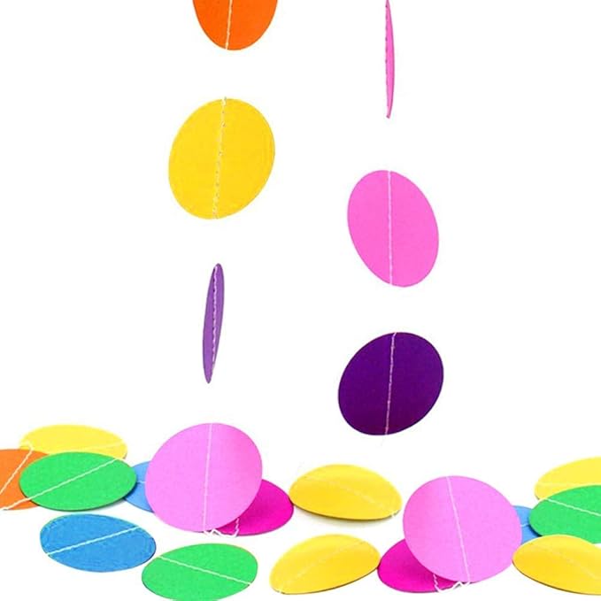 FECEDY Colorful Happy Birthday Banner Paper Triangle Flag Bunting Circle Confetti Dots Hanging Garland And Honeycomb Ball Swirl Streamers for Birthday Baby Shower Party Decoration