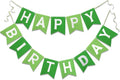 Green Happy Birthday Banner Greenery Theme Party Bunting Supplies Signs for Birthday Garland Nursery Hanging Decoration 13pcs