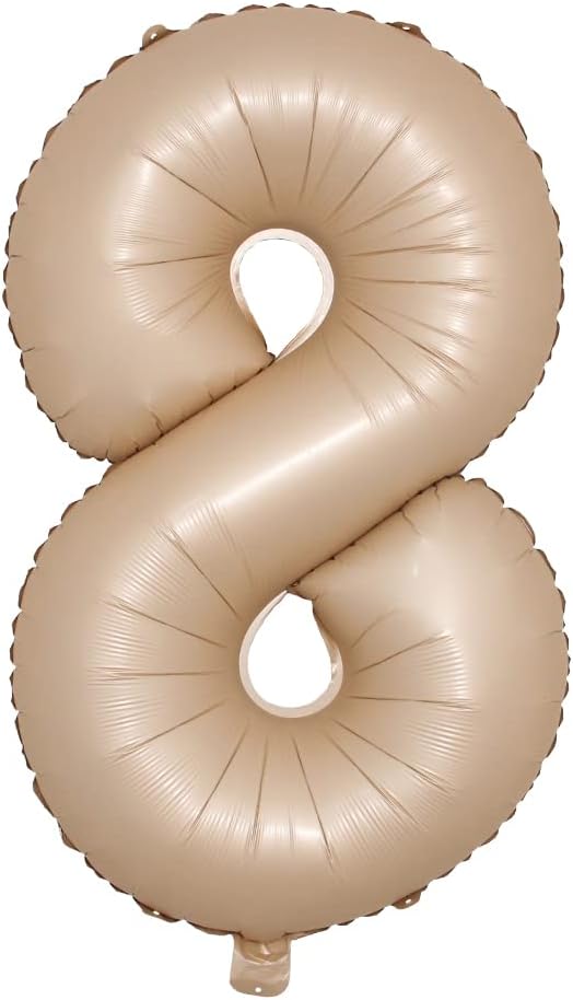 40 inch Caramel Cream Color Number Balloons 0-9 Large Digital Foil Helium Brown Beige Balloon Happy Birthday Party Decoration (40 inch Caramel 8)