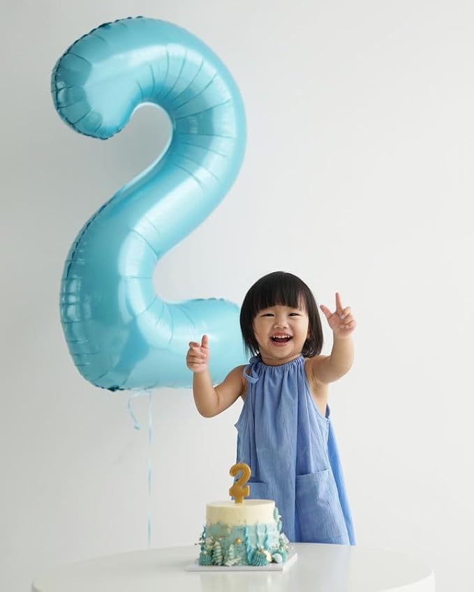 Pearlescent Blue Number 3 Balloon 40 Inch, 3 Balloon Number, 3rd Birthday Decorations, Pearlescent Blue Party Supplies for Boys Girls