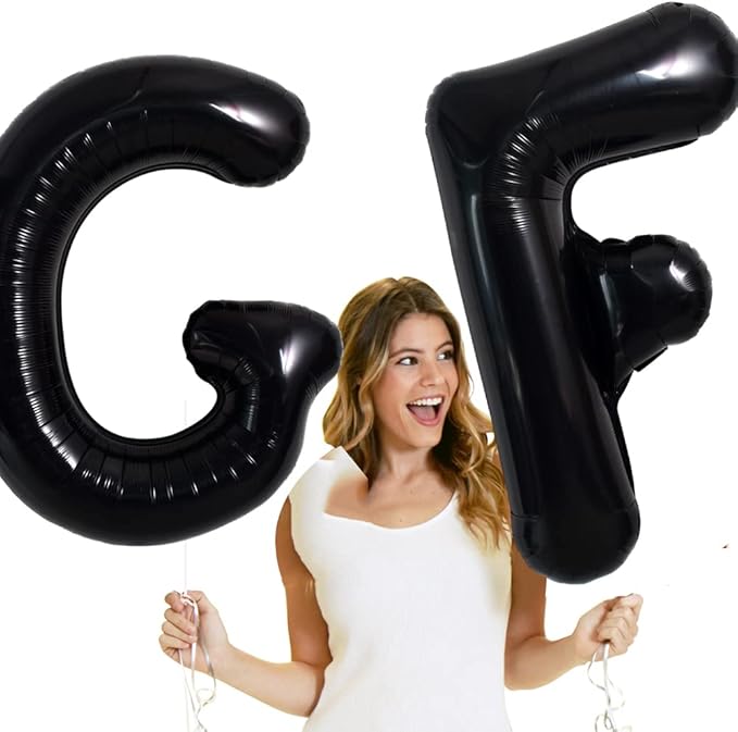 TONIFUL 40 Inch Large Black F Letter Balloon - Jumbo Helium Foil Mylar Big Alphabet for 2026 New Year Eve Graduation Wedding Baby Shower Birthday Party Anniversary Supplies Decorations