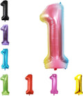 YPSelected 40 Inch Gradient Color Large Foil Helium Number Balloon Birthday Wedding Party 0-9 (Rainbow, 1)