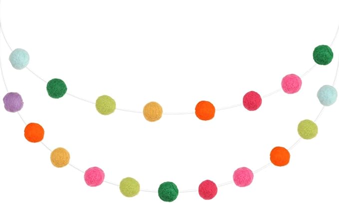 36PC 9.8 Feet Felt Wool Balls Garland 4/5 Inch Hanging String Kit for Spring Christmas Tree Garland Holiday Birthday Wedding Baby Shower Party Wall Decorations