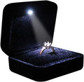 Velvet Metal Glossy with LED Jewelry Gift Box for Proposal, Engagement, Wedding - Easy to fit into Your Pocket or Handbag