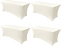 Obstal 6ft Stretch Spandex Table Cover - 4 Pack Universal Rectangular Fitted Tablecloth Protector for Wedding, Banquet and Party (Cream, 72L x 30W x 30H Inches)