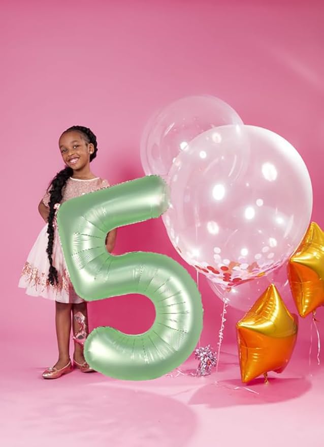 Balloon Numbers 40 Inch 5 Ballon for 5th Birthday Decorations, 15 25 35 50 Big Olive Green Number Balloons for Wedding Photo Shoot Party Decor