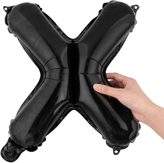 Restaurantware-Balloonify 16 Inch Letter Balloon, 1 Alphabet Party Balloon - Letter X, Self-Sealing, Black Foil Mylar Finish, Hanging Loop, Decoration For Birthday, Wedding, Or Graduation