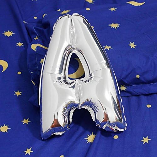 Glanzzeit 16 Inch Silver Foil Balloons Letters A to Z Numbers 0 to 9 for Prom Wedding Birthday Party Decor (Letter A)