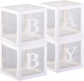 White Clear Baby Boxes with Baby Letters Party Decoration - Transparent Ballon Boxes Backdrop - Baby Shower Birthday Party ,Gender Reveal ,Wedding -4PCS