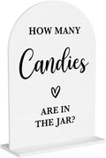 Baby in Bloom Shower Decorations, Baby Shower Sign, Newborn Gifts, Candies Game Signs, Modern Calligraphy Arched Acrylic Table Top Signs With Stand for Birthday Party Decorations (White)