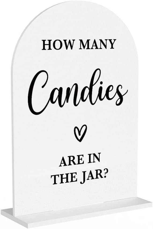 Baby in Bloom Shower Decorations, Baby Shower Sign, Newborn Gifts, Candies Game Signs, Modern Calligraphy Arched Acrylic Table Top Signs With Stand for Birthday Party Decorations (White)