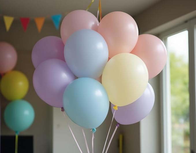 AFTERLOON® Biodegradable Balloons 24 pcs Pastel Assorted 12 Inch, Matte Color Thickened Extra Strong Latex Helium Float, Colorful Bulk Color ballon Globos Para Decoration De Fiestas Kids Rainbow
