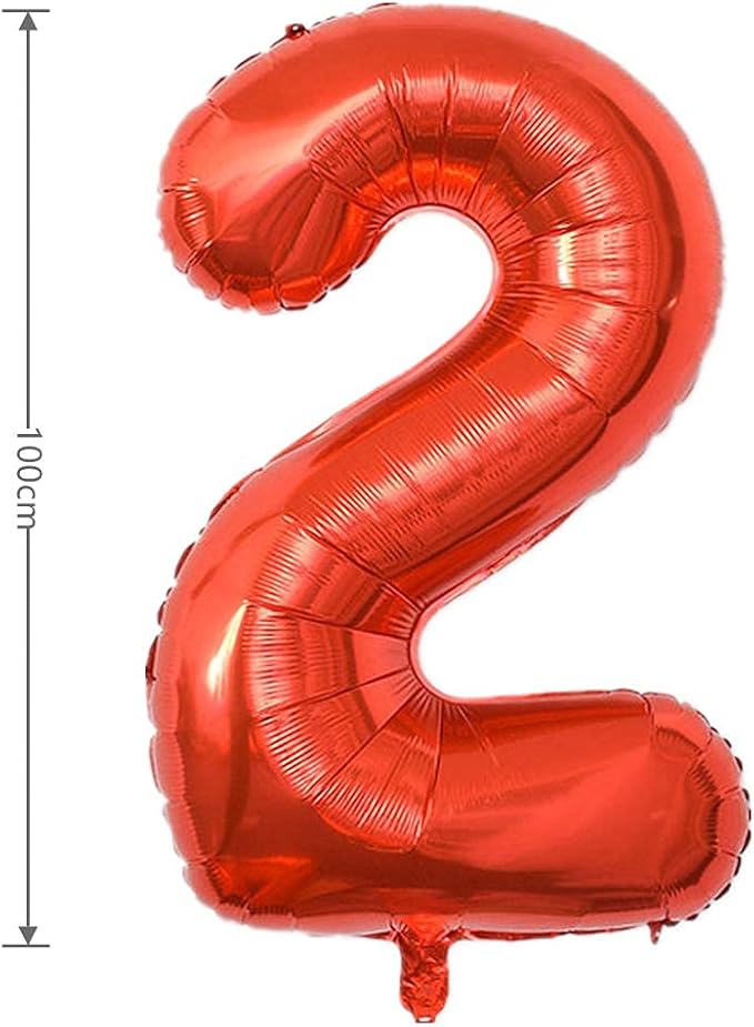 40 Inch Large Foil Helium Number Balloon Birthday Wedding Party 0-9 (Red, 2)