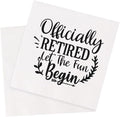Retirement Cocktail Napkins Party Napkins Beverage Napkins Bar Napkins Disposable Paper Novelty Humorous Gag Gift 100Pcs 4.5 x 4.5 17-ply (Officially Retired Let The Fun Begin)