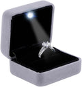 Velvet Metal Glossy with LED Jewelry Gift Box for Proposal, Engagement, Wedding - Easy to fit into Your Pocket or Handbag - Grey