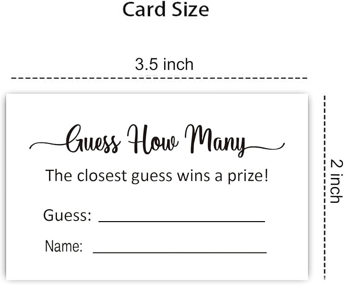 KONKAVA Guess How Many Game Cards, (50 Cards) Baby Shower Game Cards (Minimalist) 3.5" x 2"