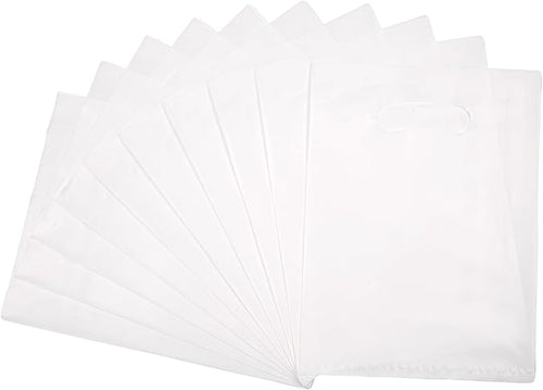 100 PCS White Small Gift Bags, 6"x8" Party Favor Goodie Bags, Treat Retail Pouches with Handle for Kids Birthday, Christmas, Small Businesses