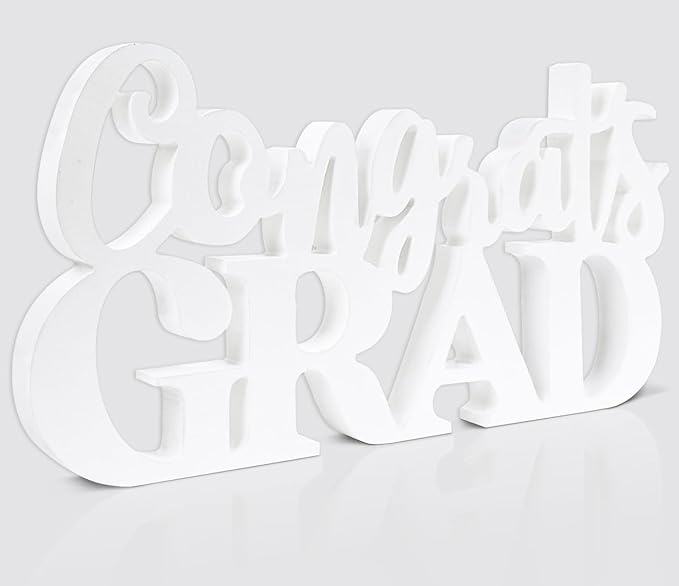 2026 Graduation Party Decorations Congrats Grad Sign White Wooden Table Centerpieces Class of 2026 Photo Booth Props for Graduation Party Decorations Supplies